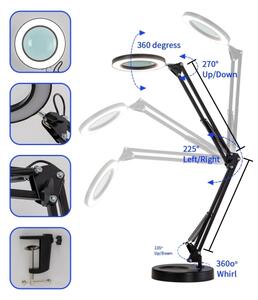 Brilagi - LED Stmievateľná stolná lampa s lupou LED/12W/5V 3000/4200/6000K čierna