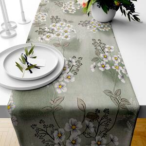 Ervi bavlnený behúň na stôl - biele kvetinky
