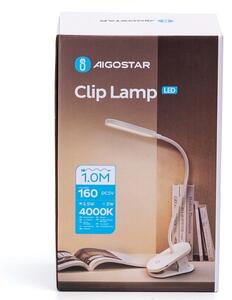Aigostar - LED Stmievateľná nabíjacia stolná lampa s klipom LED/2,5W/5V 1200mAh biela