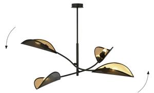 Luster na tyči LOTUS 4xE14/10W/230V čierna/zlatá
