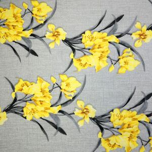 Ervi bavlna š.240cm - žlté kvety na šedom - 117374, metráž