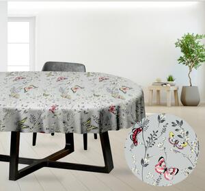 Ervi bavlnený obrus na stôl oválny - motýliky na šedom