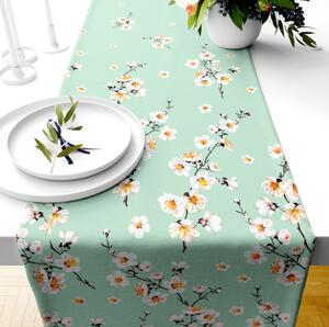 Ervi bavlnený behúň na stôl - kvet jablone na zelenom