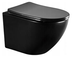 Mexen Lena, závesná WC misa 48x36 cm Rimless s pomaly padajúcim toaletným sedadlom, čierna matná, 3322XX85+30221085