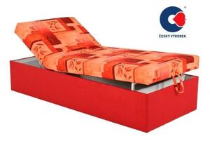 Zltahala.sk Polohovacia posteľ Alex Senior, oranžová / červená - matrace H 130 kg (vzor č.206 / 8)
