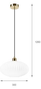 Luster na lanku HARMA 1xE27/15W/230V pr. 30 cm biela/zlatá