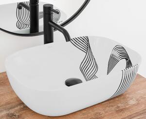 Rea Belinda Sash umývadlo, 47 x 34 cm, biela-čierna, REA-U9252