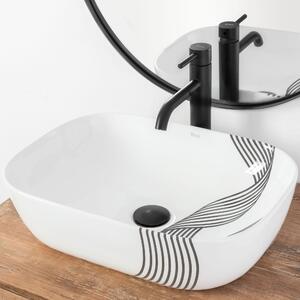 Rea Belinda Sash umývadlo, 47 x 34 cm, biela-čierna, REA-U9252