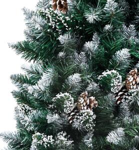 Osvetlený umelý vianočný stromček s guľami a šiškami 240 cm