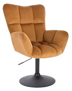 LuxuryForm DESIGN Kreslo AURORA VELUR na čiernom tanieri - medové