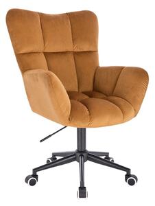 LuxuryForm DESIGN Kreslo AURORA VELUR na čiernej podstave s kolieskami - medové