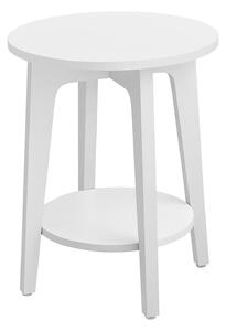 Príručný stolík, malý okrúhly stolík so spodnou policou, biely | VASAGLE