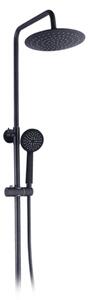 Mexen termostatický sprchový set,  sprchová batéria KAI s horným uchytením sprchy + sprchová sada s hornou hlavicou Denis, čierna, 78125-70 + 77150-70