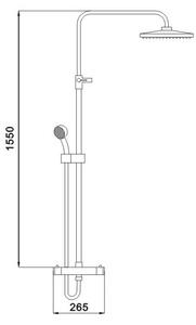 Mexen sprchový set, termostatická sprchová batéria Slim + sprchový set s hornou hlavicou Denis, čierna, 78135-70 + 77105-70