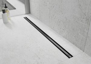 Mexen Flat nerezový sprchový žľab s rotačným 360° sifónom 60 cm, vzor SLIM, čierna, 1741060