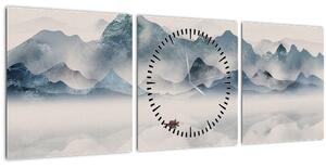 Obraz - Údolie modrých hôr (s hodinami) (90x30 cm)