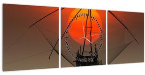 Obraz - Východ slnka, jazero Pakpra (s hodinami) (90x30 cm)