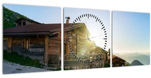 Obraz - Ráno v alpách, Tirolsko (s hodinami) (90x30 cm)
