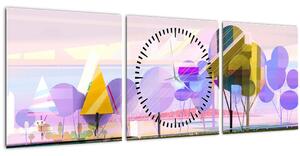 Obraz - Abstrakcia, krajina (s hodinami) (90x30 cm)