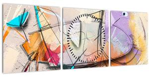 Obraz - Abstrakcia, vtáčik (s hodinami) (90x30 cm)