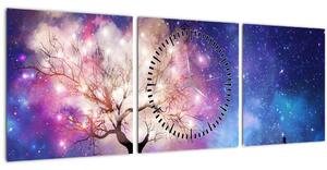 Obraz - Vesmírny strom (s hodinami) (90x30 cm)