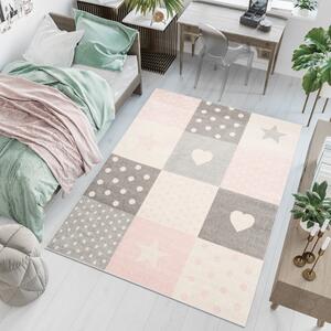 Bielo-ružový vzorovaný detský koberec Ruth Rozmer: 240x330 cm