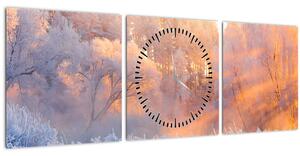 Obraz - Mrazivé svitanie (s hodinami) (90x30 cm)