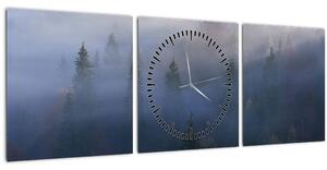 Obraz - Les v hmle, Karpaty, Ukrajina (s hodinami) (90x30 cm)