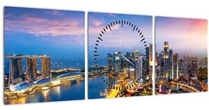 Obraz - Singapur, Ázia (s hodinami) (90x30 cm)