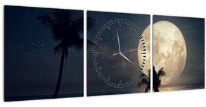Obraz - Pláž za splnu (s hodinami) (90x30 cm)