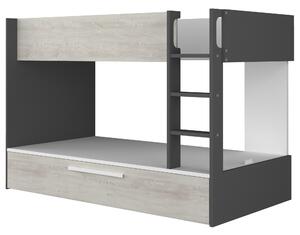 Poschodová posteľ EMMET II pínia cascina/sivá, 90x200 cm