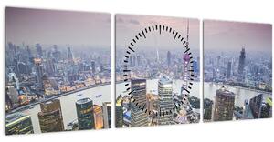 Obraz - Shanghai, Čína (s hodinami) (90x30 cm)