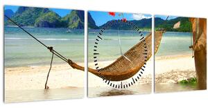 Obraz - Relax na pláži (s hodinami) (90x30 cm)