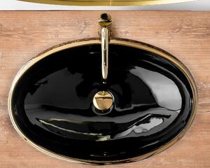 Rea - Umývadlo na dosku Meryl - čierna / zlatá - 60x40, 5 cm