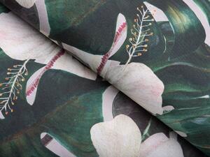 Biante Dekoračný štvorcový obrus Leona LN-146 Tropické listy s kvetmi na režnom 40x40 cm