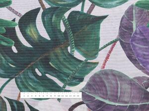 Biante Dekoračný obdĺžnikový obrus Leona LN-146 Tropické listy s kvetmi na režnom 50x100 cm