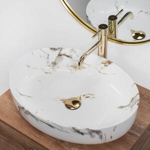 Rea - Umývadlo na dosku Queen - Carrara Shiny - 55x41, 5 cm