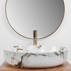 Rea - Umývadlo na dosku Queen - Carrara Shiny - 55x41, 5 cm