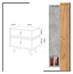Dizajnový nočný stolík Dabney 50 cm dub biely
