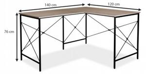 Rohový písací stôl v industriálnom štýle