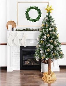 Umelý vianočný stromček s pníkom - PREMIUM zasnežený efekt 160cm