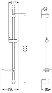 Mexen sprchová tyč DF 80 cm s miskou na mydlo, bez batérie, čierna, 79382-70