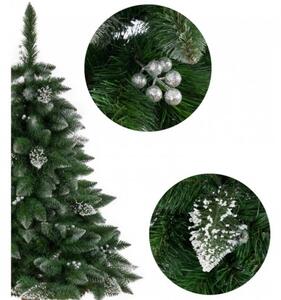 Umelý vianočný stromček Denver PREMIUM s kmeňom 180cm - zasnežený efekt, bielé korálky
