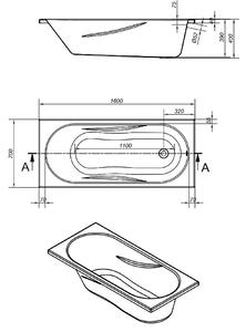 Cersanit Mito Red CW, akrylátová vaňa 160x70cm + nožičky, biela, TS301-004