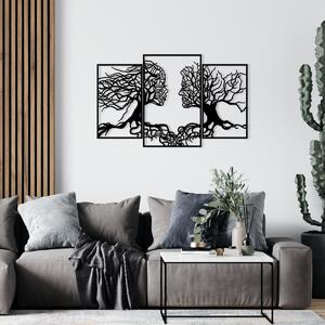Hanah Home Nástenná kovová dekorácia Ľudské profily v stromoch 116x71 cm čierna