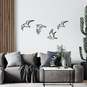 Hanah Home Nástenná kovová dekorácia Vtáky 100x24 cm čierna