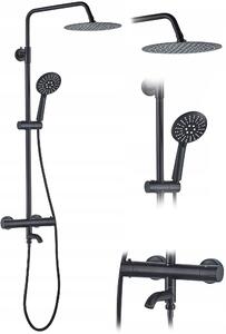 Rea Lungo, sprchový set s vaňovým výtokom a dažďovou hlavovou a ručnou sprchou, čierna matná, REA-P4113