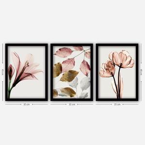 Hanah Home Sada obrazov Ružové kvety 35x45 cm 3 ks