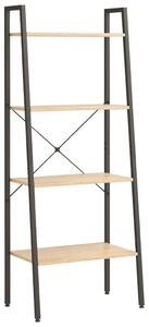4-poschodová rebríková polica bledohnedá a čierna 56x35x140 cm