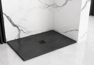 Rea BLACK ROCK- akrylátová sprchová vanička 90 x 120 x 3,5 cm + sifón, čierna, REA-K4580